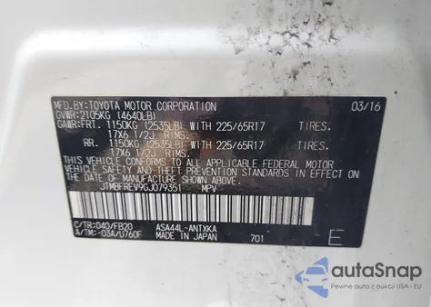 2016 Toyota Rav4 Le from USA, damaged, VIN JTMBFREV9GJ079351